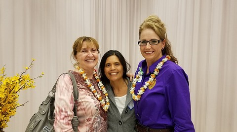 Makana Aloha board members JoRene Valkirs and Jami Burks with Food Innovator winner, Michelle Valentin