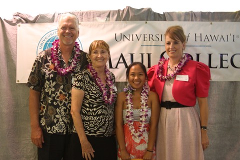 Makana Aloha Culinary Academy Scholarship recipient, Bernadette Bautista, and the Makana Aloha Foundation board of directors at the scholarship award ceremony